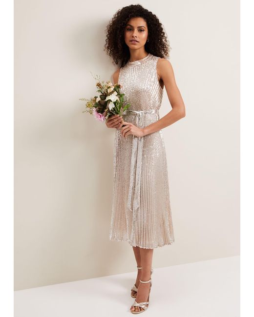 Phase Eight Natural 's Simara Sequin Dress
