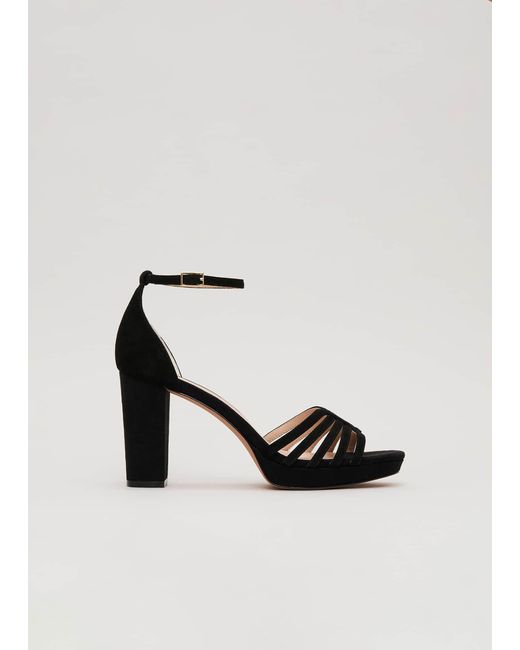 Phase Eight White 's Suede Strappy Platform Shoe