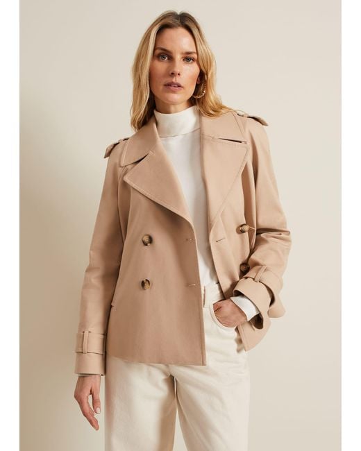 Phase Eight Natural 's Lola Camel Cropped Trench Jacket