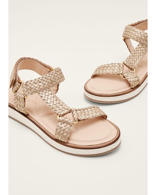 Phase Eight Natural Leather Weave Velcro Sandal