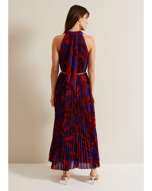 Phase Eight Red 's Adelaide Pleated Midaxi Dress