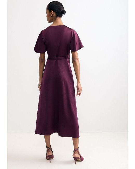 Phase Eight Purple Julissa Satin Wrap Midi Dress