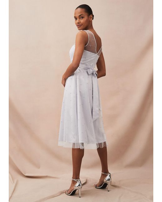 Phase Eight Multicolor Evadine Pearl Embellished Tulle Dress
