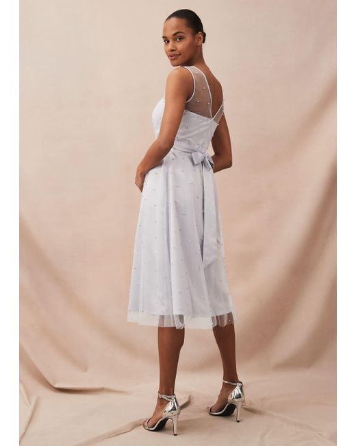 Phase Eight Multicolor Evadine Pearl Embellished Tulle Dress