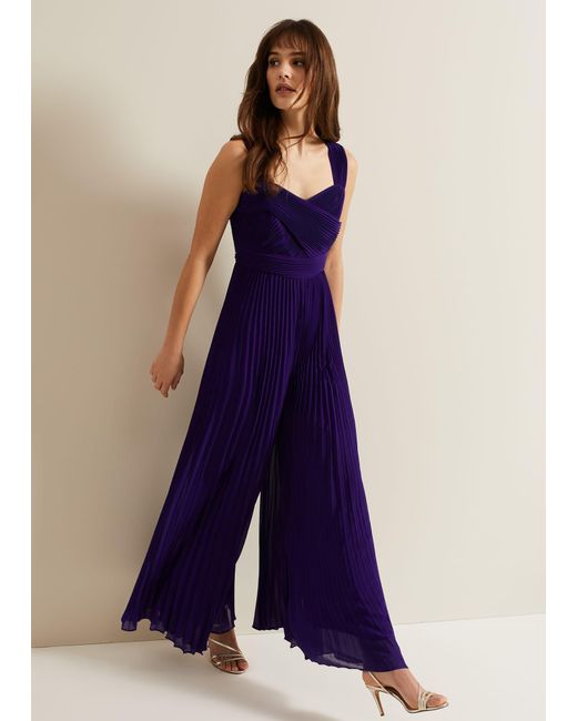 Phase Eight Blue 's Lucia Pleated Bodice Jumpsuit