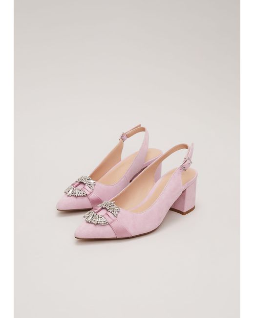 Phase Eight Pink 's Embellished Block Heel Shoes