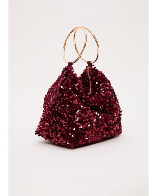 Phase Eight Red All Over Sequin Clutch Bag