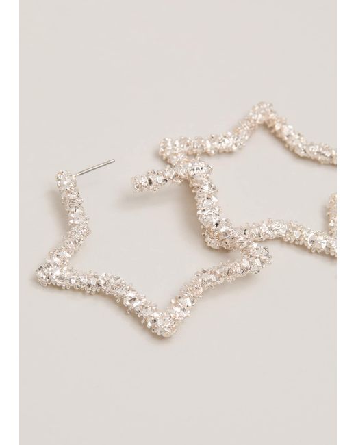 Phase Eight Natural Textured Large Star Hoop Earrings