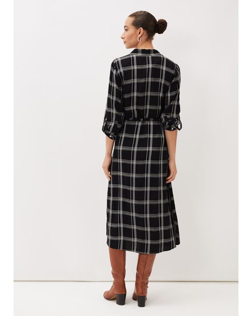 Phase Eight Black Bernadette Check Midi Dress