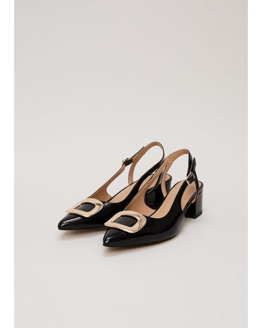 Phase Eight White Patent Block Heel Shoes