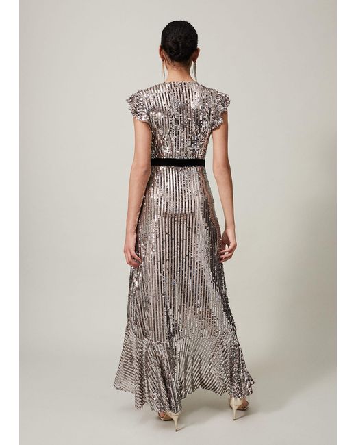 Phase Eight Natural Enja Sequin Maxi Dress