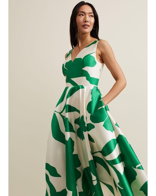 Phase Eight Green 's Delcia Fit And Flare Printed Dress