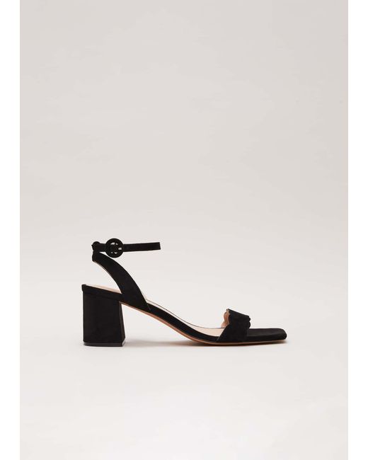 Phase Eight Black Suede Scallop Block Heel