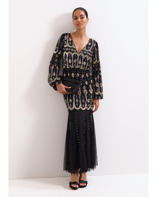 Phase Eight Black Sasha Beaded Maxi Dress