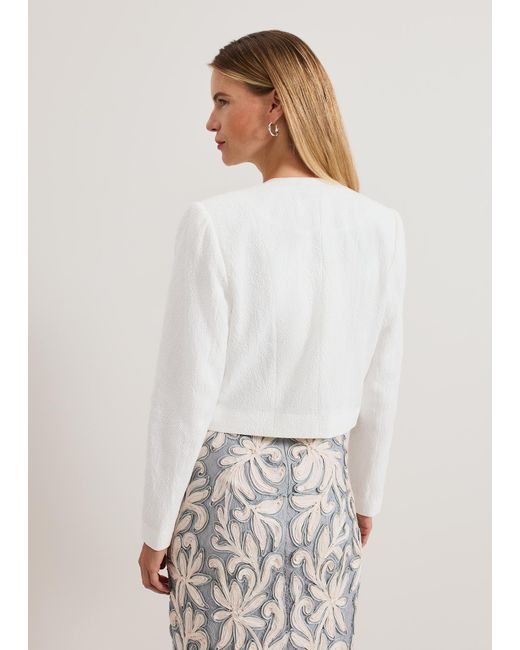 Phase Eight White Olivia Textured Short Jacket