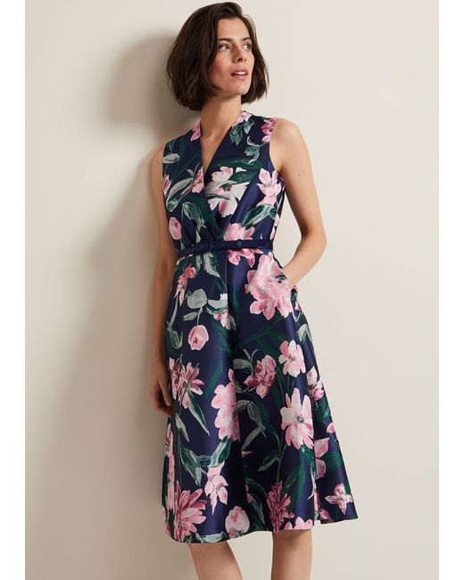 Phase Eight Blue 's Salina Floral Jacquard Dress