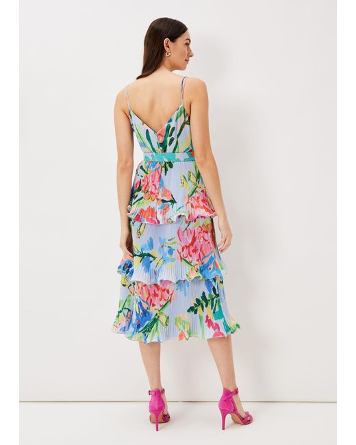 Phase Eight Multicolor River Floral Tiered Midi Dress