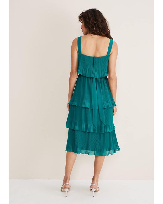 Phase Eight Blue Arria Tiered Midi Dress