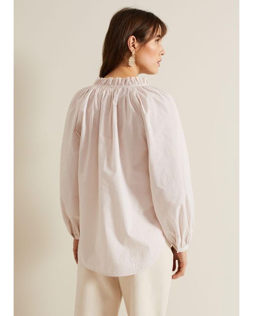 Phase Eight Natural Seraphina Stripe Frill Shirt