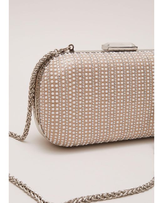 Phase Eight Natural 's Pearl Embellished Box Clutch