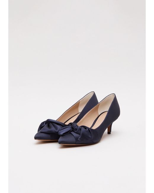 Phase Eight Blue Satin Knot Front Kitten Heel