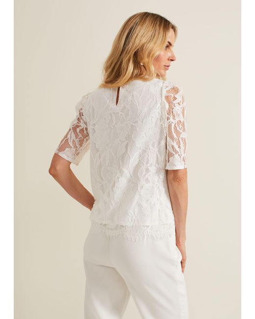 Phase Eight Natural 's Kaycee Scallop Lace Top