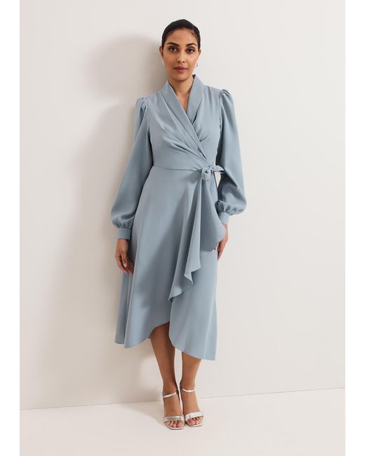 Phase Eight Blue Petite Phillipa Wrap Midi Dress