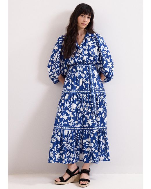 Phase Eight Blue Coralie Midi Shirt Dress