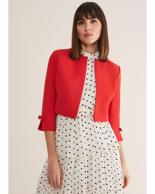 Phase Eight Red Zoele Bow Detail Jacket