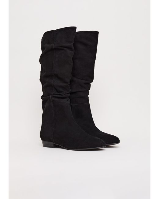 Phase Eight Black Suede Flat Knee High Boots