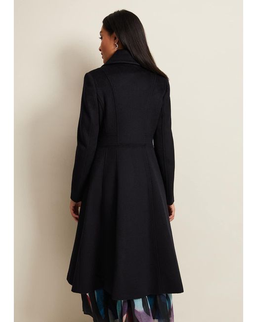 Phase Eight Black Petite Sandra Wool Fit And Flare Coat
