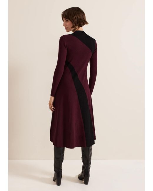 Phase Eight Purple Julie Ribbed Fit And Flare Midi Dress