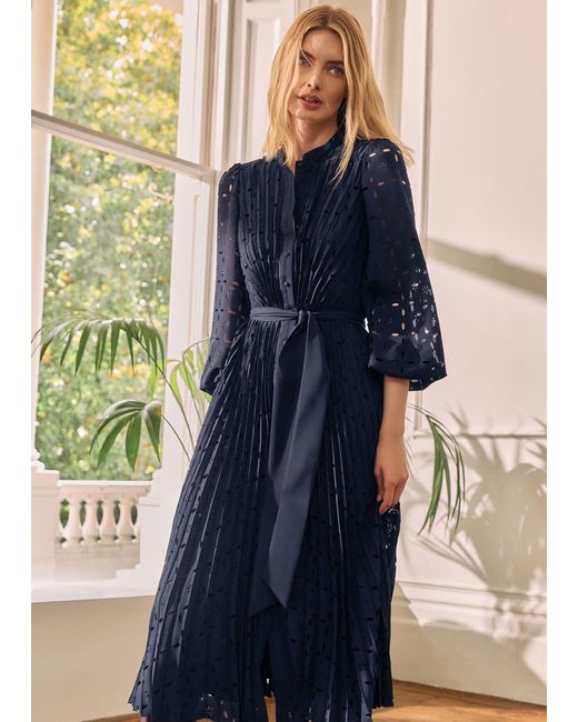 Phase Eight Blue Marina Laser Cut Midi Dress