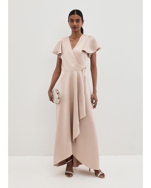 Phase Eight Natural Arabella Satin Maxi Dress