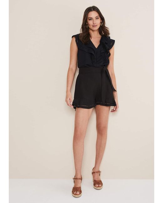 Phase Eight Black Allora Cut-Out Hem Shorts Co-Ord