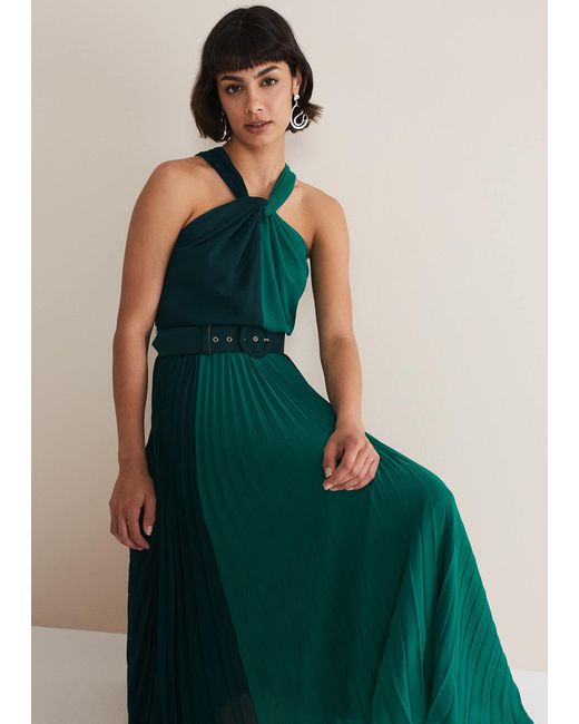 Phase Eight Green 's Xenia Pleated Midi Dress