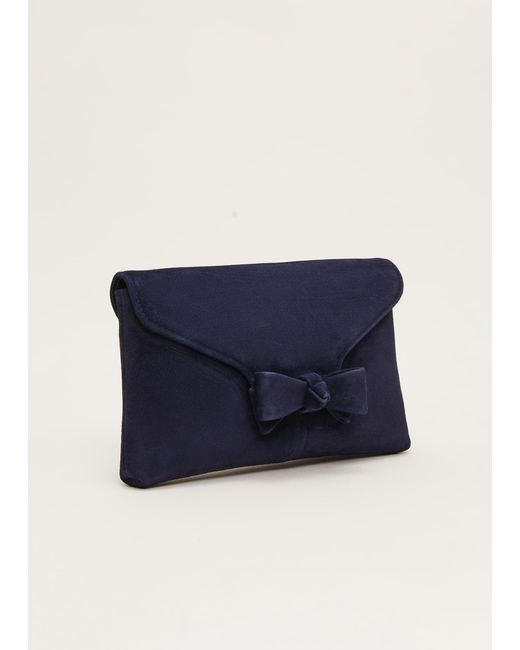 Phase Eight Blue Structured Bow Clutch