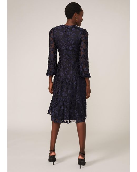 Phase Eight Blue Rhona Floral Flocked Dress