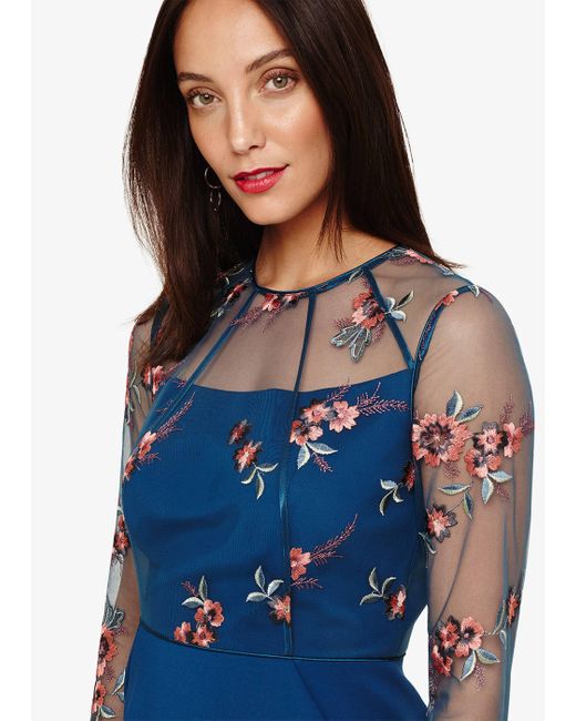 phase eight fern embroidered dress navy