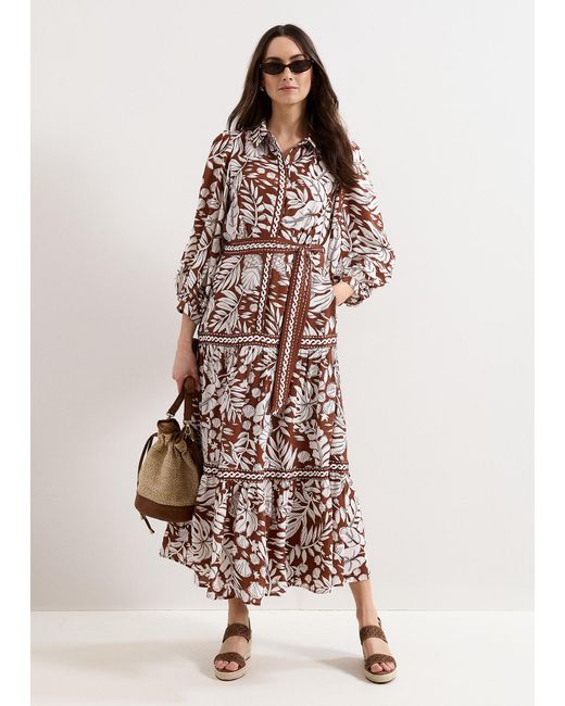 Phase Eight Natural Petite Coralie Print Midi Dress