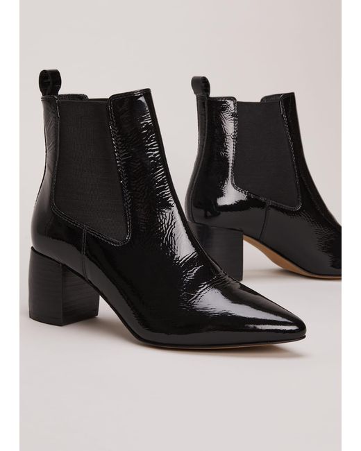 Phase Eight 's Black Leather Patent Ankle Boots