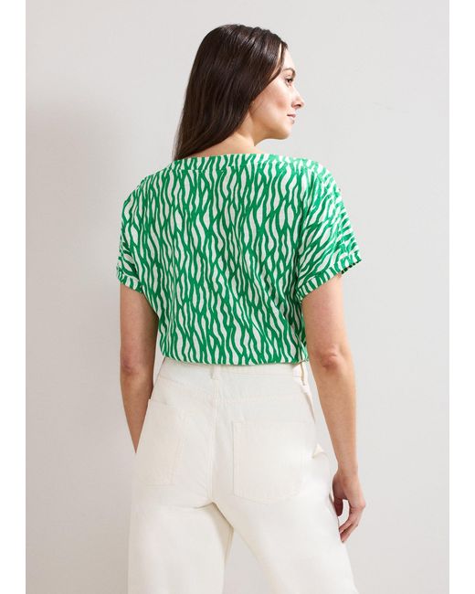 Phase Eight Green Suzie Button Detail Printed Top