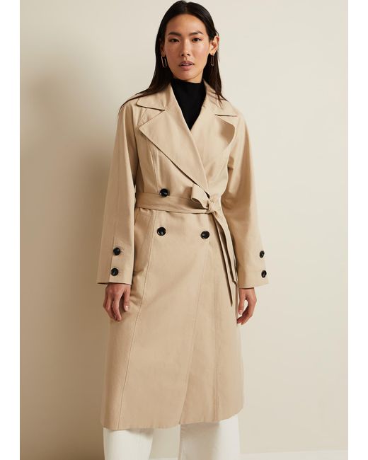 Phase Eight Natural Sandy Button Detail Trench
