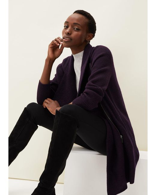 Phase Eight Blue Byanca Zip Knit Coat