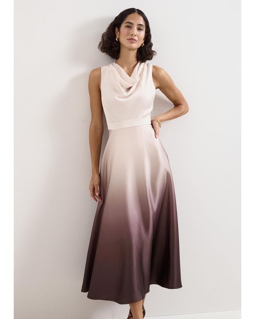 Phase Eight White Cheryl Cowl Neck Ombre Maxi Dress