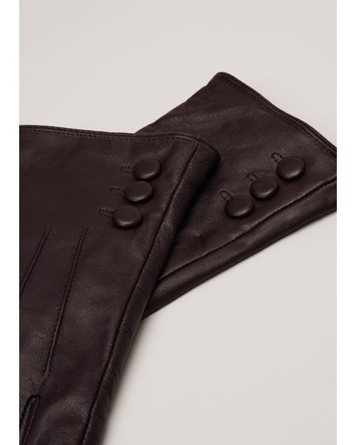 Phase Eight Red 's Button Leather Gloves
