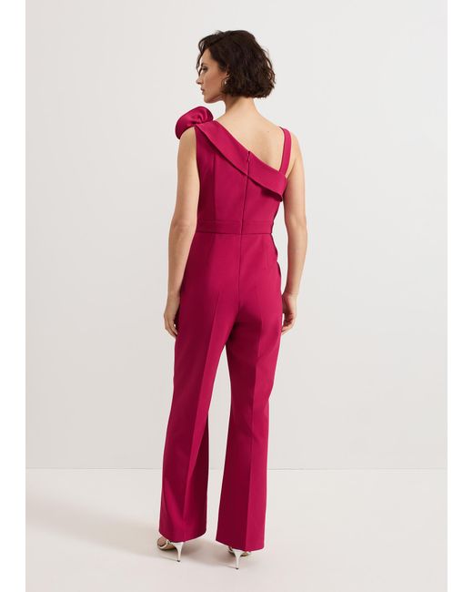 Phase Eight Red Roxana Ruffle One Shoulder Jumpsuit