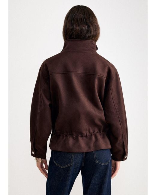 Phase Eight Black Nina Faux Suedette Funnel Neck Jacket
