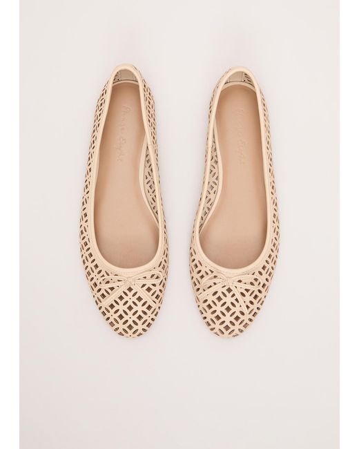 Phase Eight Natural Leather Cut Out Ballet Pump