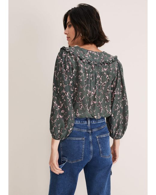 Phase Eight Multicolor Marble Collar Blouse